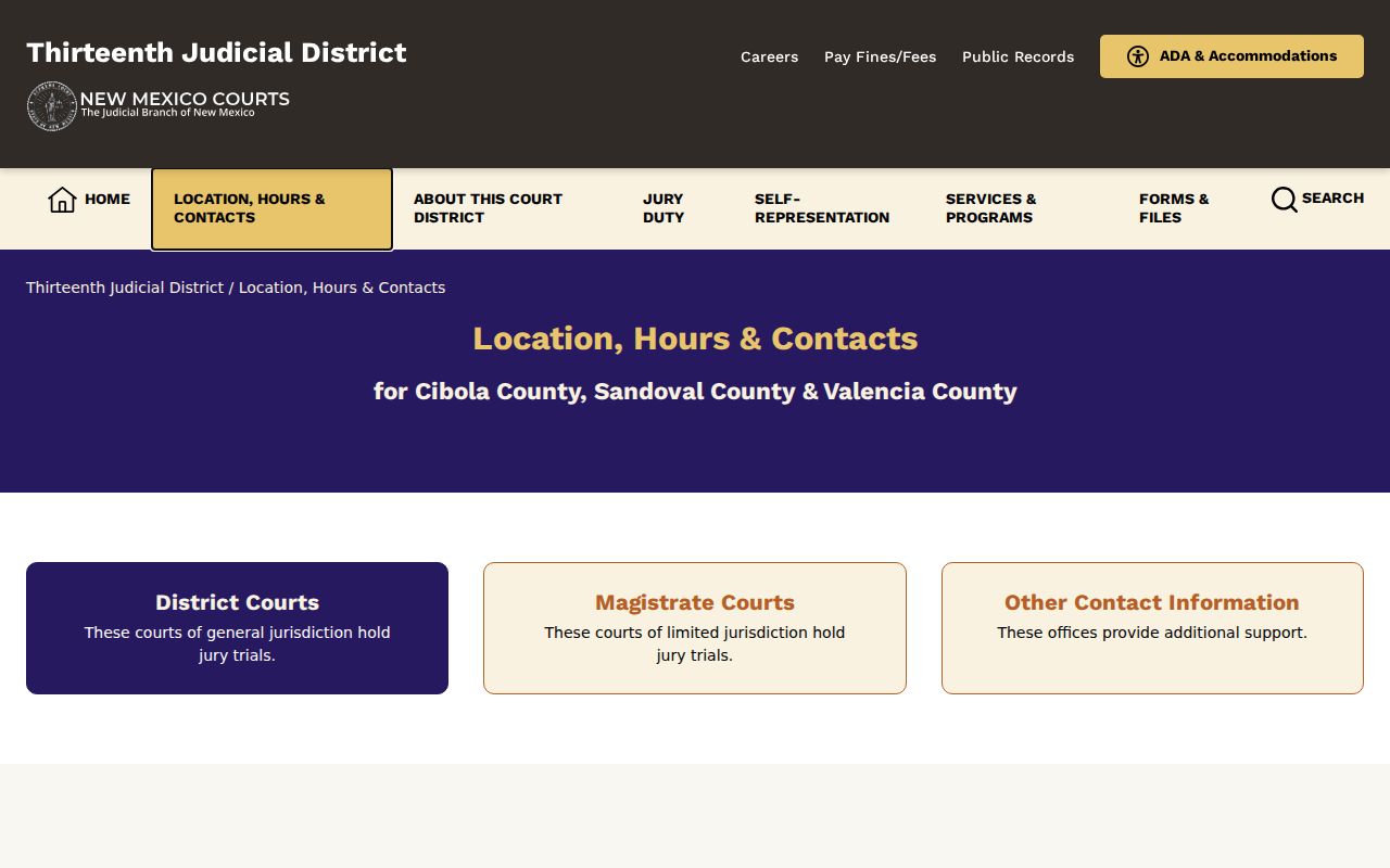 Cibola County criminal records court contacts