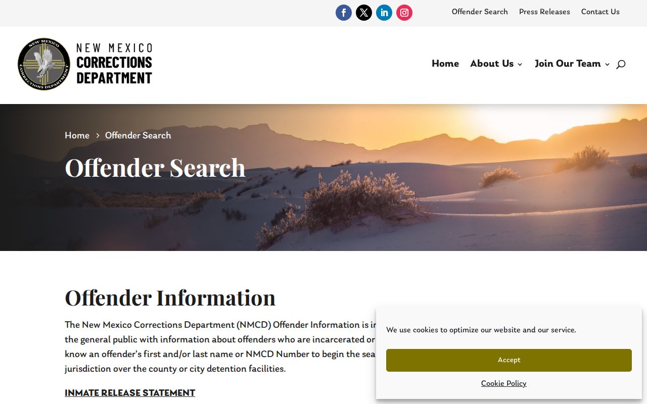 Cibola County criminal records in NMCD Offender Search